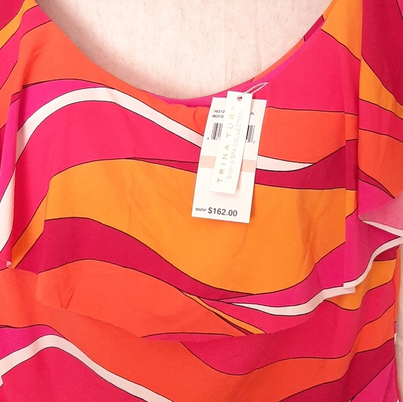 TRINA TURK Vivid Vista Ruffle One Piece Swimsuit NWT (Reg. $162) Sz 14 - Picture 5 of 8